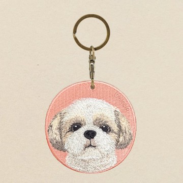 EMJOUR 雙面刺繡吊飾 - 西施犬 | 仿真刺繡
