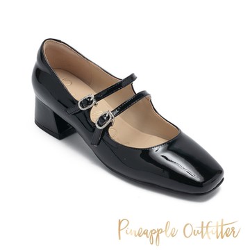 Pineapple Outfitter-PIAV-2 方頭雙帶粗跟瑪莉珍-鏡黑