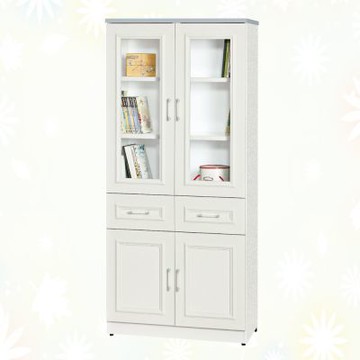 文創集-南亞塑鋼   亞特 南亞塑鋼2.7尺四開門中二抽書櫃-81.4x37x180cm免組