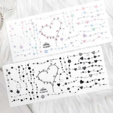 ：心心滴落 (Black/Color)：霧面透明貼紙