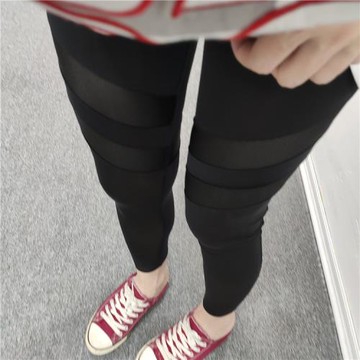 春款女裝顯瘦運動彈力健身長褲 拼接鏤空透氣緊身提臀瑜伽褲女 春