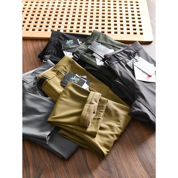 王炸單品！柜3000+！外貿男士戶外加絨保暖防風軟殼褲直筒休閑褲