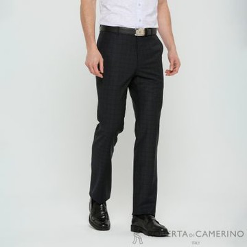 ROBERTA諾貝達 男裝 色條流行格紋 羊毛西褲(修身版/平口款式)