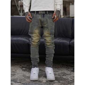 TGFCLUB 美式街頭rapper潮牌基礎百搭彈力水洗炒色修身小腳牛仔褲