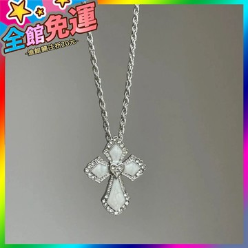 🌸台灣出貨🌸 冷淡風亞比愛心守護滴油十字架項鏈高級小衆甜酷vintage鎖骨鏈女 🥇滿額免運🥇X370-11-A