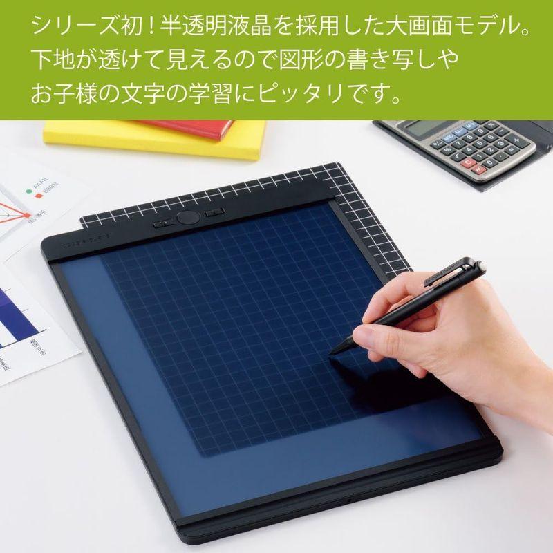 キングジム 電子メモパッド ブギーボード 13.8インチ 半透明液晶 大画面モデル 電池交換可 BB-11 黒