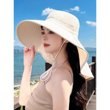 大帽檐防曬帽女遮臉披肩防紫外線夏季太陽騎行戶外遮陽登山帽涼帽