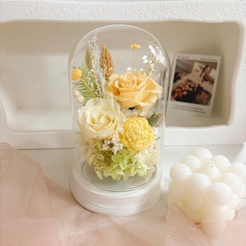 永生花夜燈玻璃罩-拍拍觸控燈 擴香 開幕 生日禮物 yuflorist