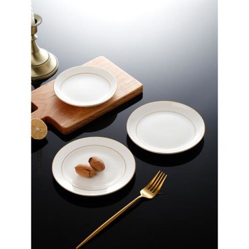 金邊餐具5英寸骨瓷早餐碟咸菜碟家用甜品碟沾料碟6英寸吐骨頭盤碟