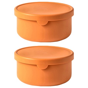 馬卡龍摺疊可微波矽膠保鮮盒 大 圓滑咖色 2個  2個容器 + 2個蓋子