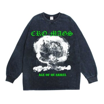 數碼直噴重金屬搖滾CRO-MAGS樂隊街頭印花長袖T恤寬松男女純棉