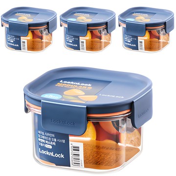 樂扣樂扣 Bisfree Modular Plus 方形密封保鮮盒 260ml 海軍藍 4入組  260ml正方形保鮮盒  4個