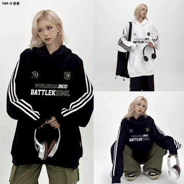 初系🚚現+貨 長袖帽T 連帽衛衣 美式長款寬鬆衛衣 復古三條杠大學T 刷毛T恤 寬鬆連帽上衣  秋冬刷毛外套 連帽T恤