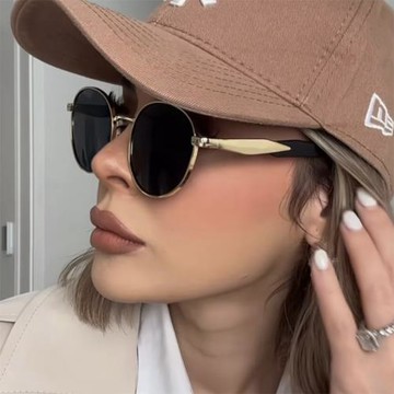 新款歐美圓形墨鏡女個性街拍潮高級感太陽鏡時尚輕奢遮陽太陽眼鏡