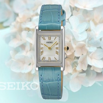 SEIKO 精工 CS系列 長方形羅馬數字淑女石英錶-水藍_SK028 SWR101P1/4N30-00H0B