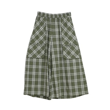 【Moss Club】格紋長褲裙 F (綠/黑) (女王節DM商品)