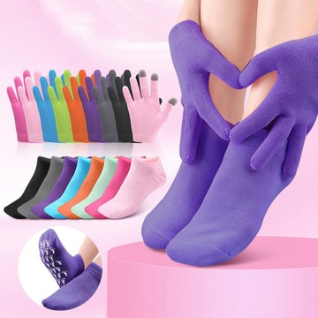 大友los1972B棉紗凝膠襪手足部護理保濕滋潤凝膠手套SPA植物精油凝膠觸屏手套