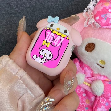 立體蝴蝶結 蘋果手錶s10保護殼 apple 美樂蒂 s11 防水 硅膠软錶帶 iwatch987代se 可愛少女 防摔