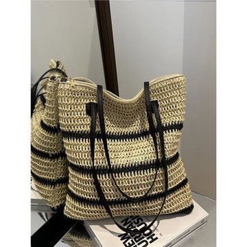 草編包包女2024夏季新款時尚簡約大容量單肩包休閑通勤托特包女包