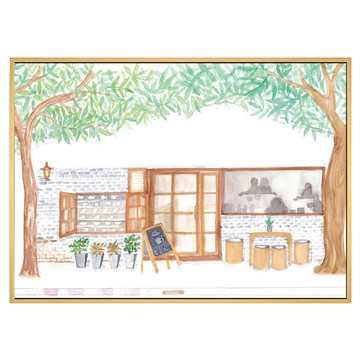 BOLUO GALLERY 菠蘿選畫所 街道旁的香氣綠洲 BFFD3406D 掛畫  40 x 30cm  木色