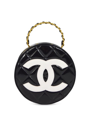 CHANEL Pre-Owned - 1995 quilted vanity top-handle bag - women - Patent Leather - One Size - Black