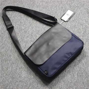 threebox潮流男士牛津布單肩包休閑日系瘋馬皮斜挎背包個性帆布包