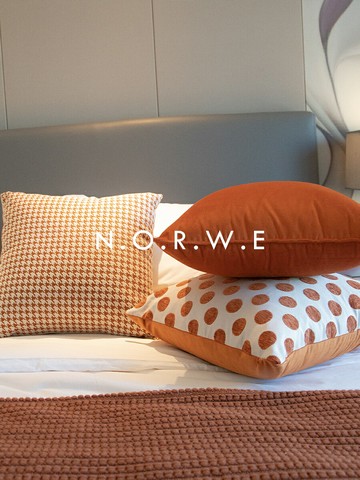 沙發抱枕/方形抱枕 純色抱枕輕奢風千鳥格酒店民宿靠枕臥室沙發靠腰枕芯枕套床頭靠墊