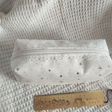 限量款🎁白色筆袋 拉鍊筆袋 痛鉛筆袋 大容量筆袋 文具袋 帆布筆袋 柔設星星筆袋大容量學生收納袋高顏值文具
