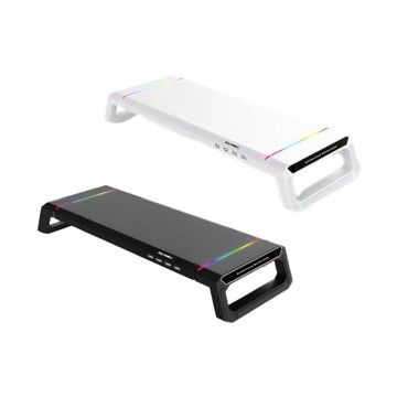 寶利威爾POLYWELL電競RGB多功能螢幕增高架/4埠USB3.0/黑