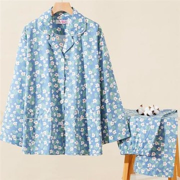 韓國專櫃新品輕漾長袖長褲純棉套裝(褲裝/居家服/睡衣套裝)