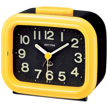 RHYTHM 日本麗聲時計 色彩繽紛居家鬧鐘  黑黃色