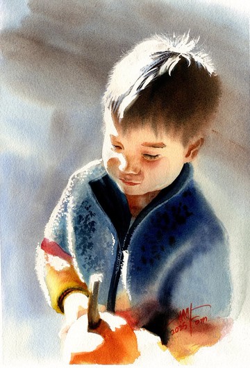 開心的傑登與他的南瓜