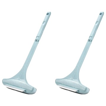 二合一免拆洗紗窗玻璃清潔刷，PP材質，絨布，橡膠，尺寸約54*21*4.5cm  灰藍色  2個