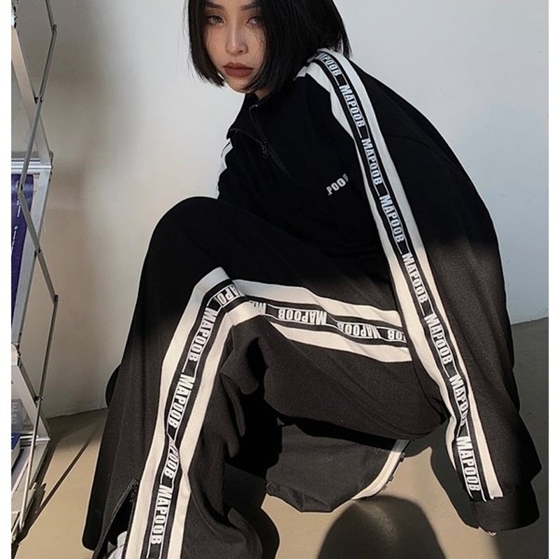 セットアップ レディース ジャージ 韓国 ファッション ロゴライン ビッグシルエット スポーツウェア 通販 Lineポイント最大5 0 Get Lineショッピング