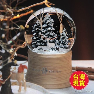 【聖誕節擺件】聖誕水晶球 聖誕音樂盒 聖誕節禮物 下雪旋轉音樂盒 八音盒 飄雪花景髮條水晶球 送女孩生日 擺飾 水晶球音