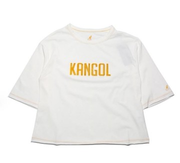 KANGOL 短T 白色 立體 紙絨 不收邊 短版 女 6122100800