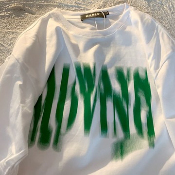 PeterWoo迷幻字母短袖t恤男女小眾設計感寬松潮牌ins情侶潮上衣夏