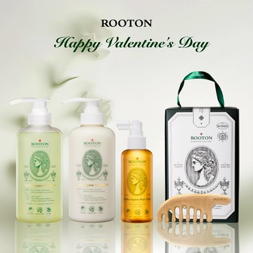快速出貨【ROOTON】情人節快樂！甦活植萃洗髮精500ml+甦活植萃護髮素500ml+髮根噴霧150ml+甦活養髮梳+棉麻束口袋+情人節小卡+植萃手提禮盒(情人節禮物)