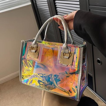 春夏流行手提大包包2025新款潮時尚女士斜挎包洋氣鐳射透明托特包
