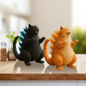 無用良品 貓怪獸 Monster Cat怪獸貓雕像｜家居辦公桌面擺件｜創意潮流裝飾品 吉拉 生日禮物 交換禮物