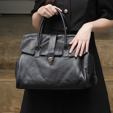 舊感手提公事包-黑色