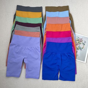 蜜桃健身高腰運動女五分褲彈力減壓速干瑜伽訓練短褲跑步緊身中褲