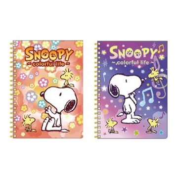 史努比SNOOPY 繽紛系列 線圈側翻筆記本36K(隨機出貨)