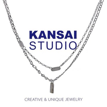 KANSAI鈦鋼三牌lucky雙層鏈韓版鎖骨鏈個性疊帶項鍊潮學生ins飾品
