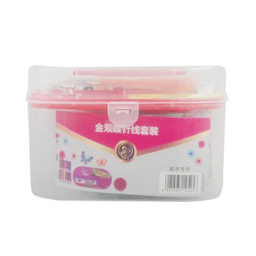 蘿林嚴選 針線盒 10件組 - 包含迴紋針 針線 鈕扣 穿針器 剪刀 別針 收納箱 暗鈕 皮尺 頂針  1組