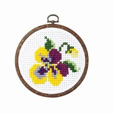 刺繍キット らくらく｢クロス･ステッチ｣ パンジー 7357 オリムパス おしゃれフープ付
