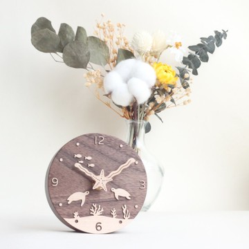 CLOCK_10 桌立時鐘 悠然夏日 海龜 海星 海草 可磁吸 壁掛