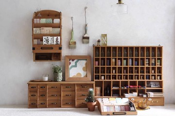 復古掛牆式置物架 開門設計 雙層收納