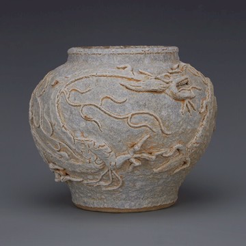 大元至正十一年龍紋浮雕尊 罐子 仿古老貨景德鎮舊貨家居裝飾收藏