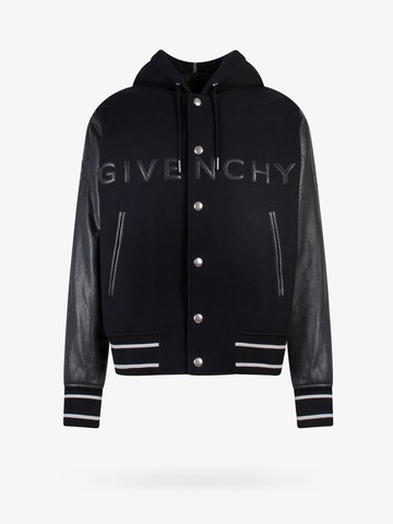Wool blend and leather bomber jacket with  frontal logo - GIVENCHY - gender_Man